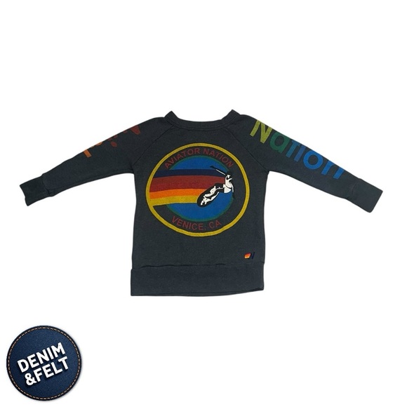 Aviator Nation Unisex Kids/Toddlers Logo Venice CA Crewneck Sweatshirt | EUC!🌈 - Picture 2 of 8